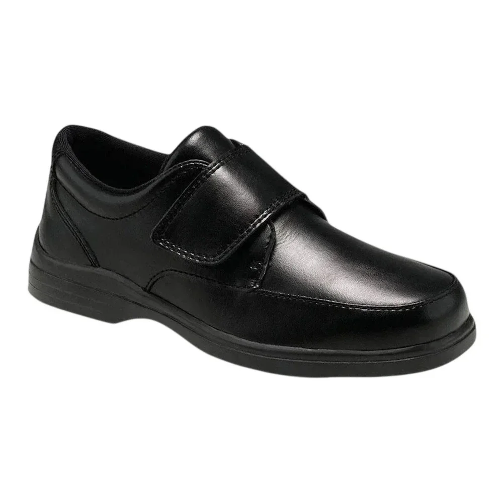 Hush Puppies HP853916 Boy's Size 2 M Leather Gavin School Slip On Shoes Black
